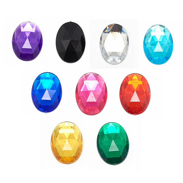

PandaHall Acrylic Rhinestone Flat Back Cabochons, Faceted, Bottom Silver Plated, Oval, Mixed Color, 40x30x7~7.5mm Acrylic Rhinestone Oval..., Multicolor