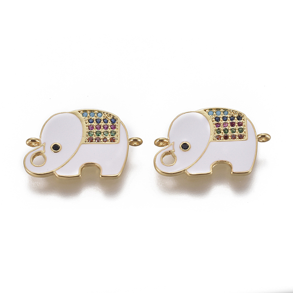 

PandaHall Brass Micro Pave Cubic Zirconia Links, with Enamel, Elephant, Colorful, Golden, 14x22x1.5mm, Hole: 1mm Brass+Cubic Zirconia+Enamel...