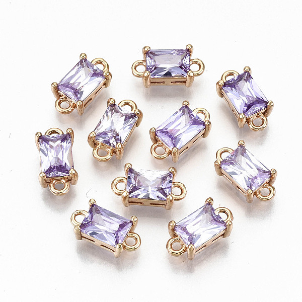 

PandaHall Transparent Glass Links Connectors, with Light Gold Tone Brass Findings, Long-Lasting Plated, Cadmium Free & Lead Free, Rectangle..., Purple