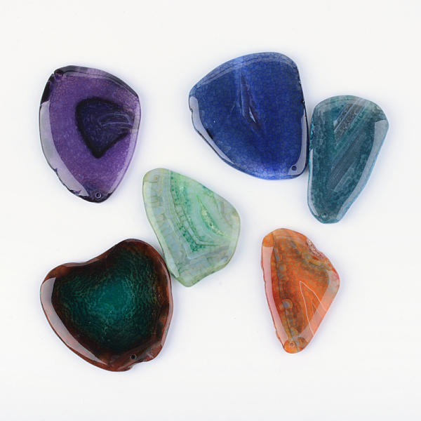 

PandaHall Mixed Shape Dyed Natural Crackle Agate Big Pendants, Mixed Color, 45~90x20~63x6~8mm, Hole: 1.5mm Crackle Agate Mixed Shapes..., Multicolor
