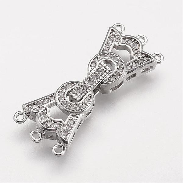 

PandaHall Brass Micro Pave Cubic Zirconia Fold Over Clasps, Platinum, 34x13x6mm, Hole: 1.5mm Brass+Cubic Zirconia