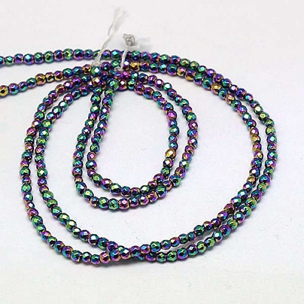 

PandaHall Electroplate Non-magnetic Synthetic Hematite Beads Strands, Faceted, Round, Grade A, Multi-color Plated, 4mm, Hole: 1mm, about...