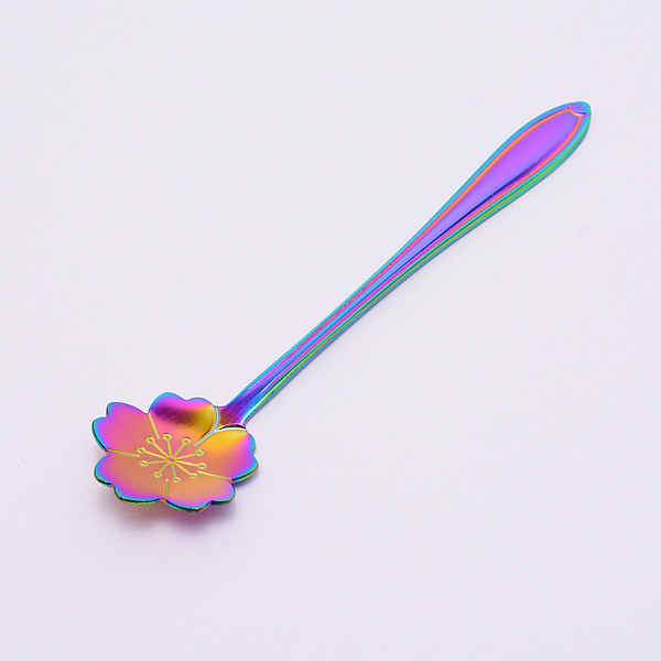 

PandaHall Stainless Steel Sakura Spoons, with Porcelain Handle, for Tableware Kitchen, Rainbow Color, 126x29x8mm Stainless Steel Flower