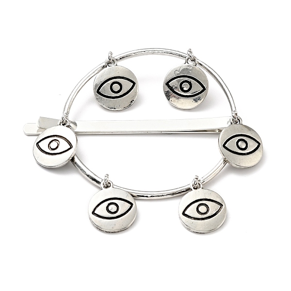 

PandaHall Alloy Enamel Hair Bobby Pin, with Iron Findings, Ring and Flat Round with Eye, Antique Silver, 65x67x10.5mm Alloy Black
