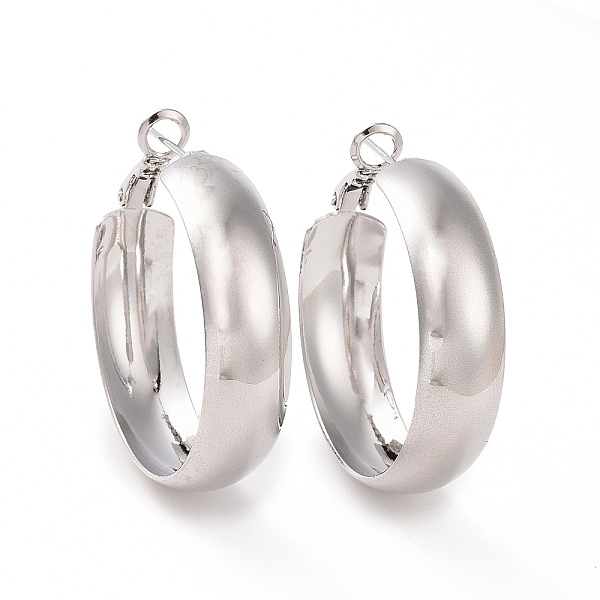 

PandaHall Brass Round Hoop Earrings for Women, Real Platinum Plated, 34x34x9mm, Pin: 0.7mm Brass Round