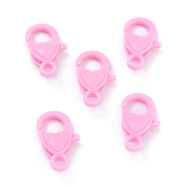 

PandaHall Plastic Lobster Claw Clasps, Heart, Pearl Pink, 22.5x13x6.5mm, Hole: 3mm Plastic Heart