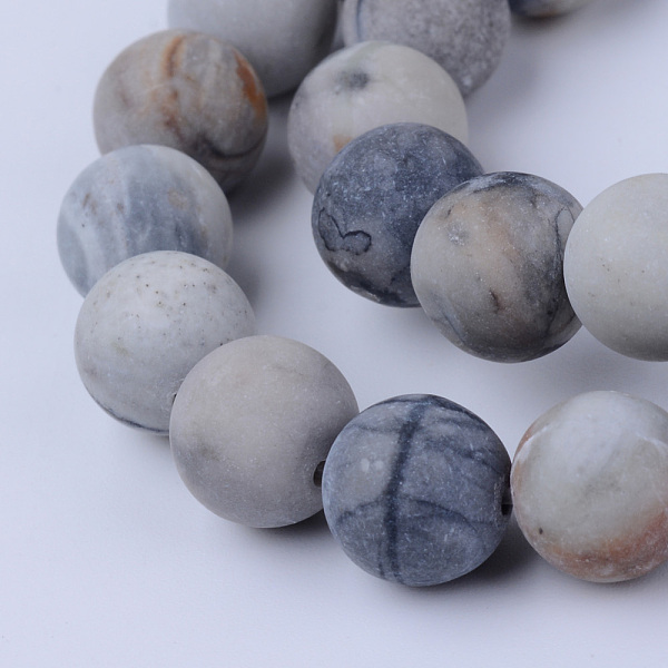 

PandaHall Natural Polychrome Jasper/Picasso Stone/Picasso Jasper Beads Strands, Frosted, Round, 10~10.5mm, Hole: 1.2mm, about...