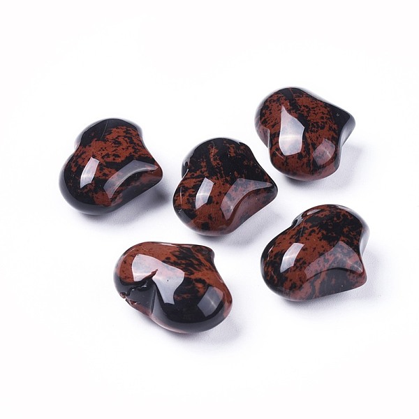 PandaHall Natural Mahogany Obsidian Heart Love Stone, Pocket Palm Stone for Reiki Balancing, 20x25x11~13mm Mahogany Obsidian Heart