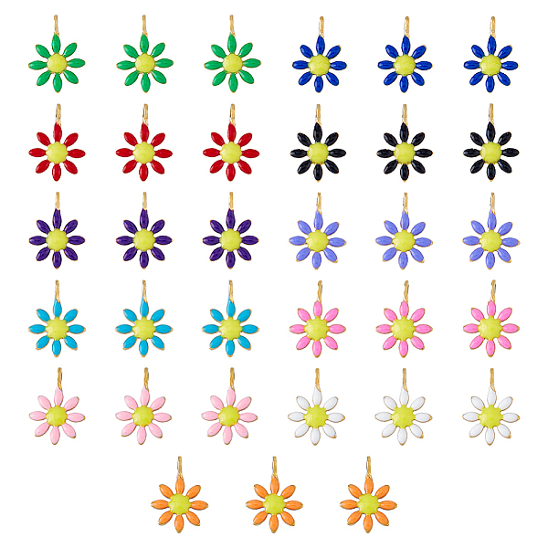 

PandaHall DICOSMETIC 44Pcs 11 Colors Enamel Daisy Charms 8 Petals Flower Charms White Yellow Daisy Charms Light Golden Chrysanthemum Charms..., Multicolor