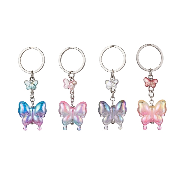 

PandaHall 4Pcs Glass & Acrylic Butterfly Keychain, with Iron Keychain Ring, Mixed Color, 8.5cm, 4pcs/set Glass Butterfly Multicolor