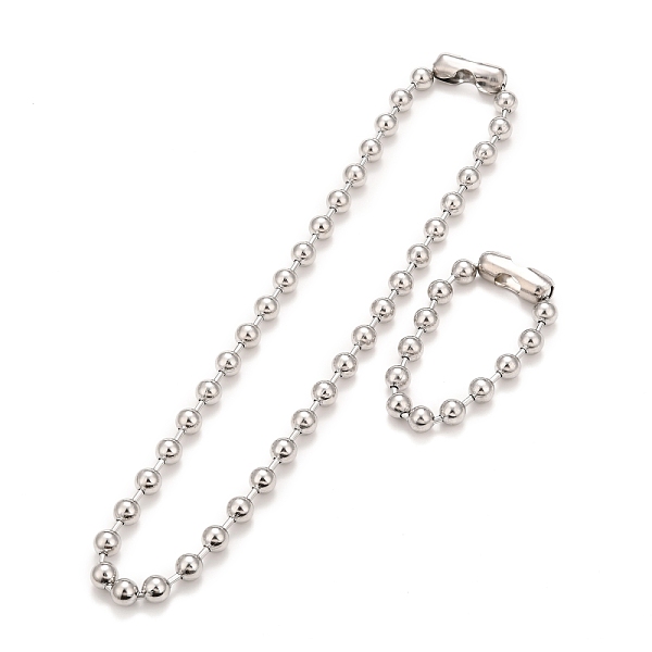 

PandaHall 304 Stainless Steel Ball Chain Necklace & Bracelet Set, Jewelry Set with Ball Chain Connecter Clasp for Women, Stainless Steel...