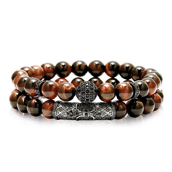 

PandaHall 2Pcs 2 Style Dyed Natural Tiger Eye Beaded Stretch Bracelets Set, Saddle Brown, Inner Diameter: 2-3/8 inch(6cm), 1Pc/style Tiger...