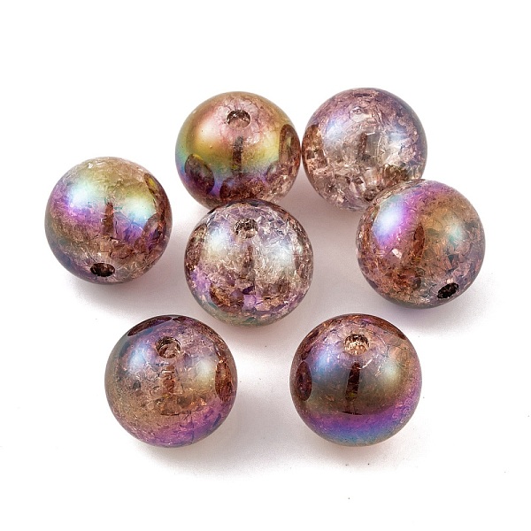 

PandaHall UV Plating Rainbow Iridescent Two Tone Acrylic Beads, Crackle Style, Round, Sandy Brown, 15.5mm, Hole: 2.7mm Acrylic Round Brown