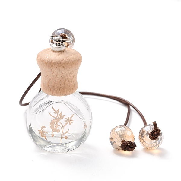 PandaHall Empty Perfume Bottle Pendants, Aromatherapy Fragrance Essential Oil Diffuser Bottle, Car Hanging Decor, PeachPuff, 31.5cm Glass...