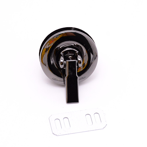 

PandaHall Alloy Bag Twist Lock Clasps, Handbags Turn Lock, with Iron Shim and Screws, Round, Gunmetal, 3.4x2.6x3cm Alloy