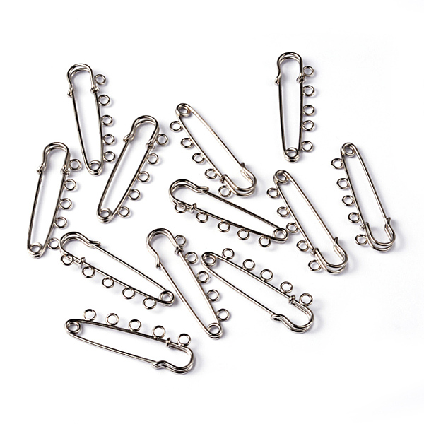 

PandaHall Iron Kilt Pins, Platinum Color, about 16mm wide, 50mm long, hole: 3mm Iron