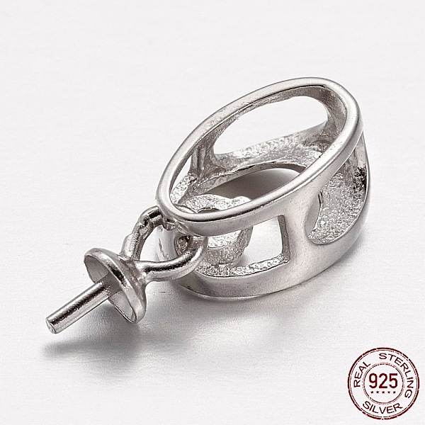 

PandaHall Rhodium Plated 925 Sterling Silver Rhinestone Pendant Bails, Platinum, 13x6x4mm, pin: 0.7mm Sterling Silver+Rhinestone