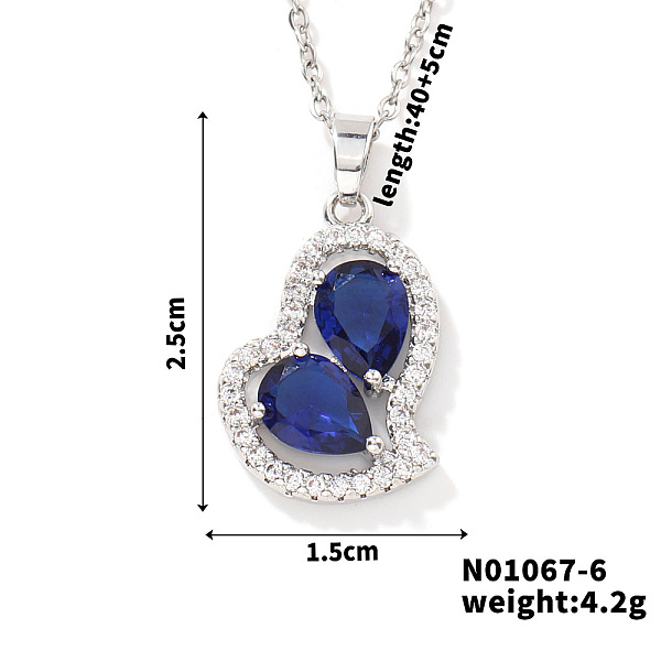 Elegant and Unique Style Brass  Glass Lock Collar Heart Pendant Necklaces for Women