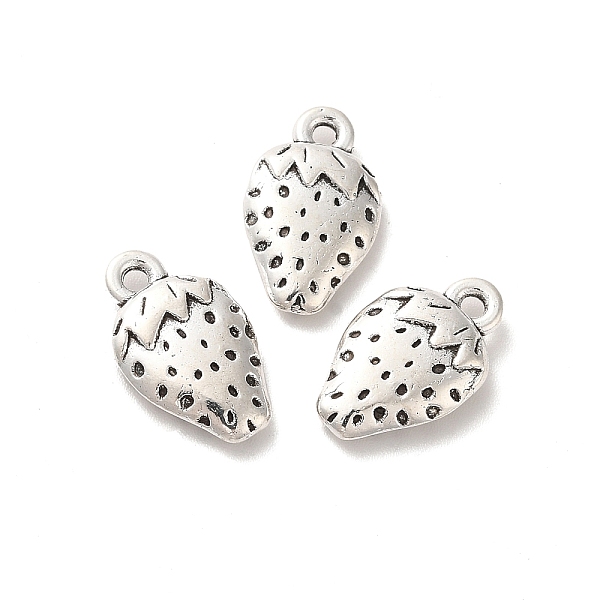 

PandaHall Tibetan Style Alloy Pendants, Strawberry Charm, Antique Silver, 16x10x3mm, Hole: 1.5mm, about 333pcs/500g Alloy Strawberry