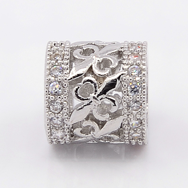 

PandaHall Brass Micro Pave Cubic Zirconia Beads, Large Hole Beads, Lead Free & Nickel Free & Cadmium Free, Column, Platinum, 10x11mm, Hole...