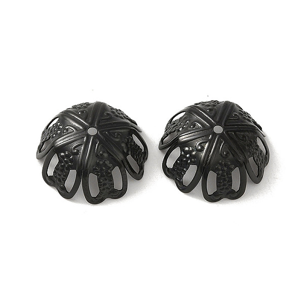 

PandaHall 304 Stainless Steel Bead Caps, Flower, Black, 15.5x6.5mm, Hole: 1.2mm 304 Stainless Steel