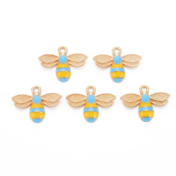 

PandaHall Alloy Enamel Pendants, Cadmium Free & Lead Free, Light Gold, Bees, Deep Sky Blue & Gold, 17.5x22.5x4mm, Hole: 2mm Alloy+Enamel...