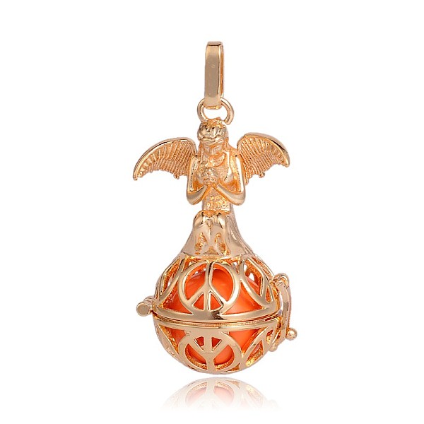 

PandaHall Golden Plated Brass Hollow Round Cage Pendants, with No Hole Spray Painted Brass Beads, Dark Orange, 45x25x24mm, Hole: 3x8mm Brass...