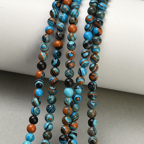 Brins de perles de malachite synthétiques teintes