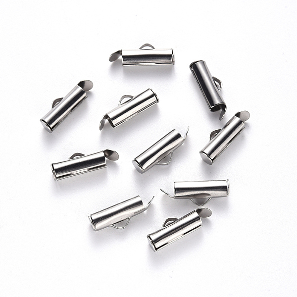 

PandaHall 304 Stainless Steel Slide On End Clasp Tubes, Slider End Caps, Stainless Steel Color, 6x13x4mm, Hole: 3x1.5mm, Inner Diameter: 3mm...