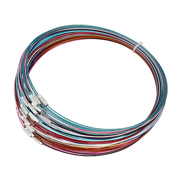 

PandaHall Unicraftale 60Pcs 12 Colors Stainless Steel Wire Necklace Cord DIY Jewelry Making, with Brass Screw Clasp, Mixed Color, 445mm..., Multicolor
