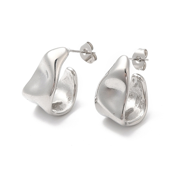 Ion Plating(IP) 304 Stainless Steel Twist Teardrop Stud Earrings