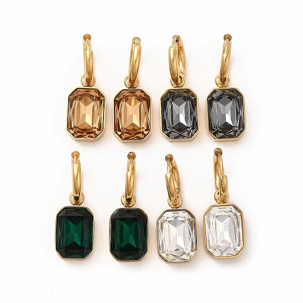 

PandaHall Ion Plating(IP) 304 Stainless Steel Hoop Earring, Rectangle Glass Dangle Earring for Women, Golden, Mixed Color, 31mm, Pin: 0.9mm..., Multicolor