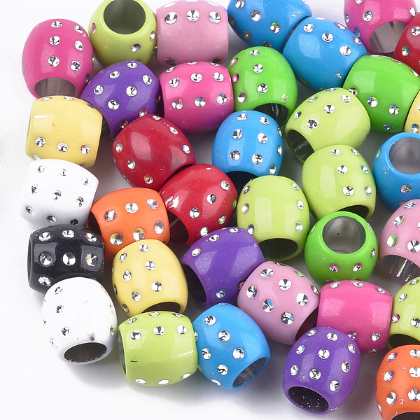 

PandaHall Plating Acrylic Beads, Metal Enlaced, Large Hole Beads, Barrel, Mixed Color, 12.5x13mm, Hole: 7mm, about 540pcs/500g Acrylic..., Multicolor