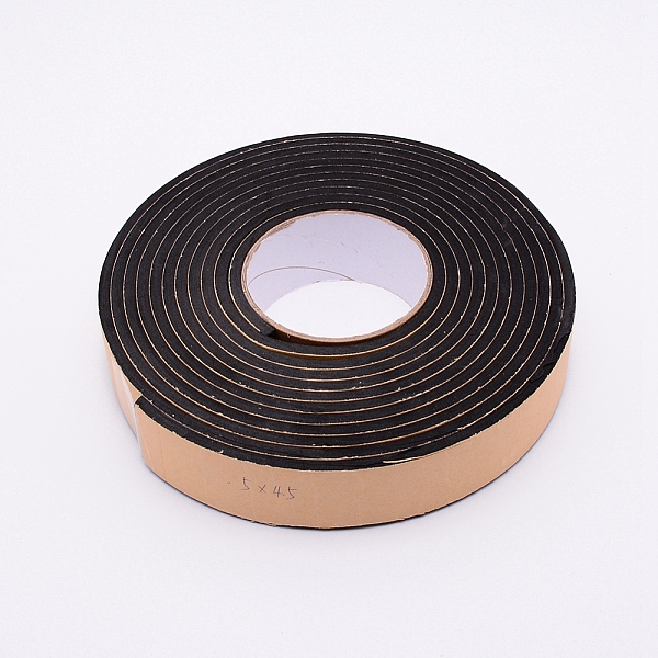 PandaHall Strong Adhesion EVA Sponge Foam Rubber Tape, Anti-Collision Seal Strip, Black, 45x5mm, 5m/roll Adhesive Black
