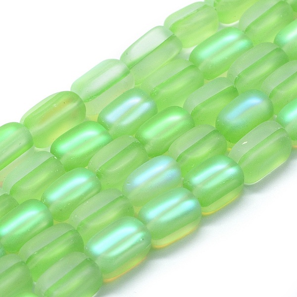 

PandaHall Synthetic Moonstone Beads Strands, Holographic Beads, Cuboid, Frosted, Lawn Green, 11x7x7mm, Hole: 1mm, about 33pcs/strand, 14.9...