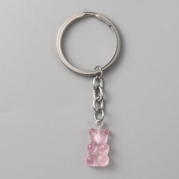 

PandaHall Candy Color Transparent Bear Resin Pendant Keychain, for Keychain Mobile Phone Car Key Bag Pendant Decoration, Pearl Pink, 7.3cm...