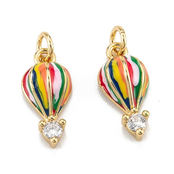 

PandaHall Brass Micro Pave Clear Cubic Zirconia Charms, with Enamel and Jump Rings, Hot-air Balloon, Real 18K Gold Plated, 14x7x4mm, Hole...