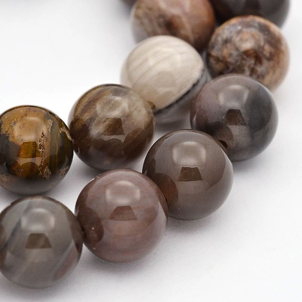 

PandaHall Natural Petrified Wood Round Beads Strands, 6mm, Hole: 1mm, about 60pcs/strand, 15.7 inch Petrified Wood Round