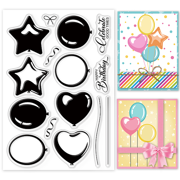 GLOBLELAND Heart Clear Stamps Birthday Love Silicone Clear Stamp Seals for Cards Making DIY Scrapbooking Photo Journal Album Decoration