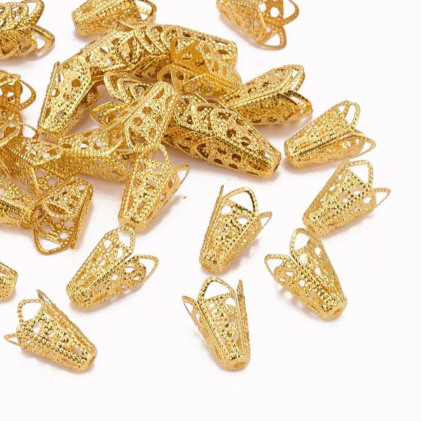 

PandaHall Iron Bead Caps, Flower, Golden, 16x10mm, Hole: 1.5mm Iron