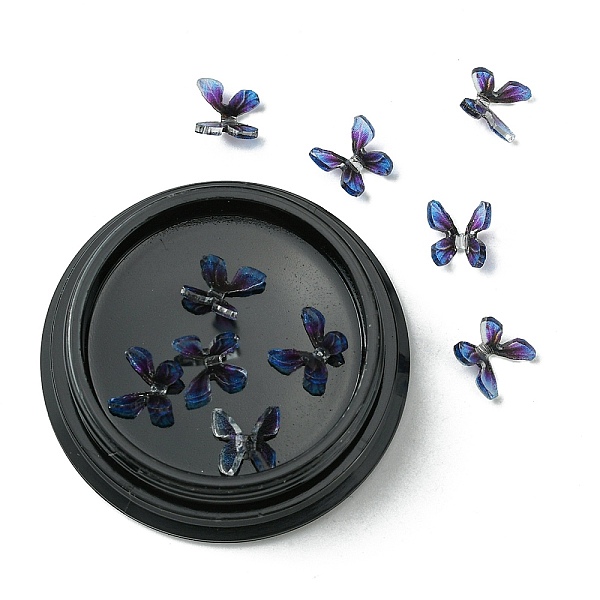 

PandaHall Resin Cabochons, Nail Art Decoration Accessories, with Plastic Bead Storage Containers, 3D Butterfly, Blue, 6~7x5~8x2~3.5mm Resin...
