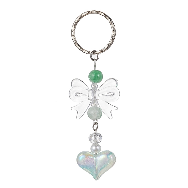 

PandaHall Acrylic Heart with Bowknot Keychains, with Glass Beads and Iron Keychain Clasp, Clear, 9.4cm Acrylic Butterfly Clear
