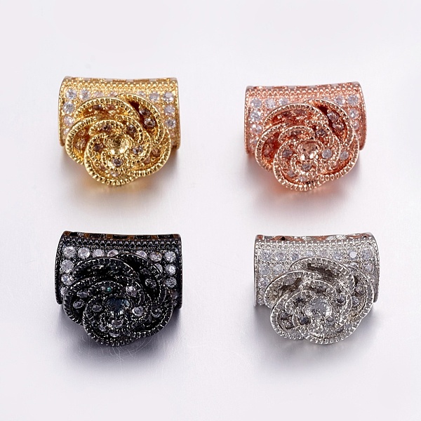 

PandaHall Brass Micro Pave Cubic Zirconia Beads, Large Hole Beads, Long-Lasting Plated, Tube and Flower, Clear, Mixed Color, 14x8x11mm, Hole...