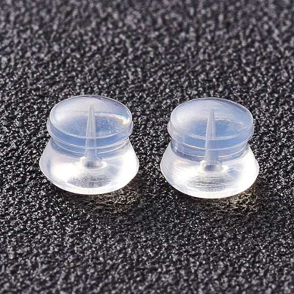 

PandaHall Silicone Ear Nuts, Earring Backs, for Stud Earring Making, Clear, 5.5x4.5mm, Hole: 1mm Silicone Hamburger Clear