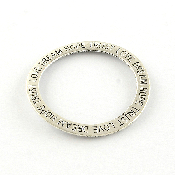 

PandaHall Tibetan Style Alloy Linking Rings, Circle Frames, with Word Dream Hope Trust Love, Cadmium Free & Lead Free, Antique Silver...