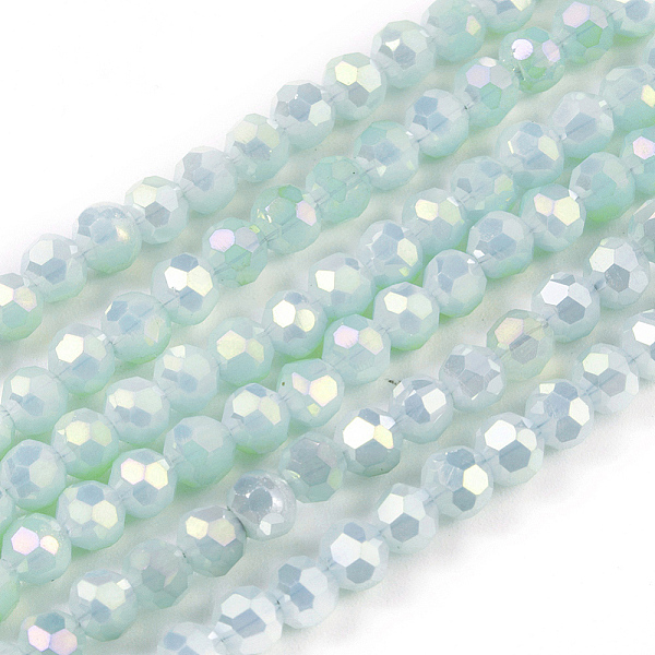 

PandaHall Faceted(32 Facets) Round Full Rainbow Plated Electroplate Glass Beads Strands, Light Green, 4mm, Hole: 1mm, about 90~95pcs/strand...