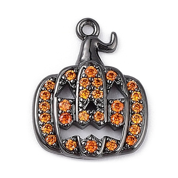 

PandaHall Rack Plating Brass Orange Cubic Zirconia Pendants, Lead Free & Cadmium Free, Long-Lasting, Pumpkin Charm, Gunmetal, 18x14x3mm...