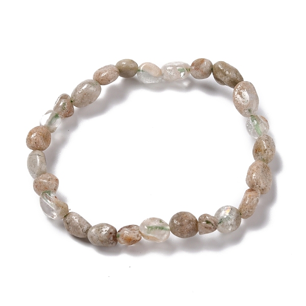 

PandaHall Natural Lodolite Quartz Beaded Stretch Bracelets, Tumbled Stone, Nuggets, Inner Diameter: 2~2-1/8 inch(5.2~5.5cm) Lodolite Quartz