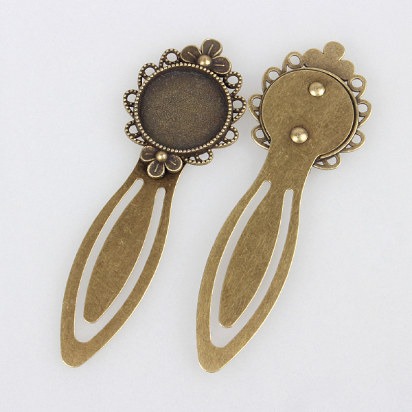 

PandaHall Iron Bookmark Cabochon Settings, Cadmium Free & Nickel Free & Lead Free, Flat Round, Antique Bronze, 83x28x3mm, Tray: 20mm Iron