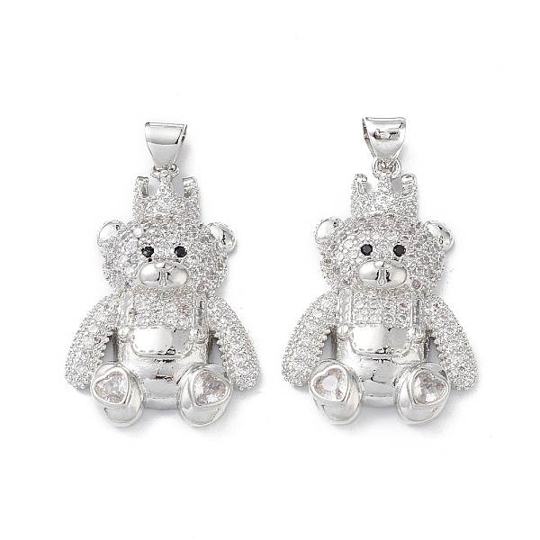 

PandaHall Brass Micro Pave Cubic Zirconia Pendants, Real Platinum Plated, Bear Charms, Clear, 28x18x5mm, Hole: 5x3mm Brass+Cubic Zirconia...